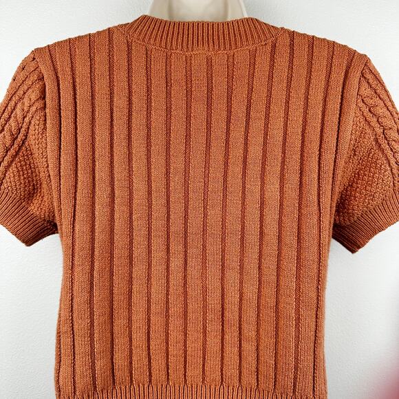 Free People Intimately Short Sweet Crop Top Sweater Cable Knit in Sugar Almond L - Picture 7 of 12